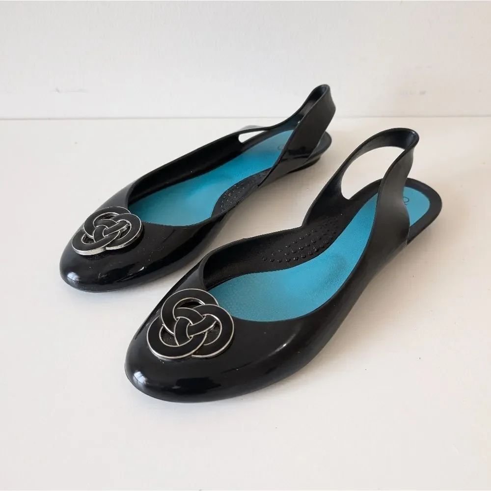 Oka B Ballet Flats Women's 7/37 Black Soy-Vegan Rubber Slip-on